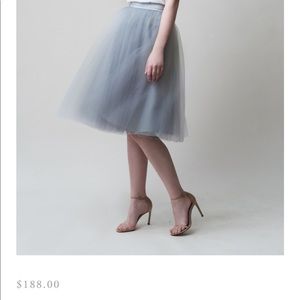 Dusty blue tulle skirt in silk